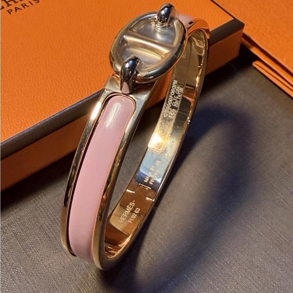 Hermès Mini Clic Chaine d'Ancre bracelet Size PM Rose F1 02 63 - Picture 8 of 16